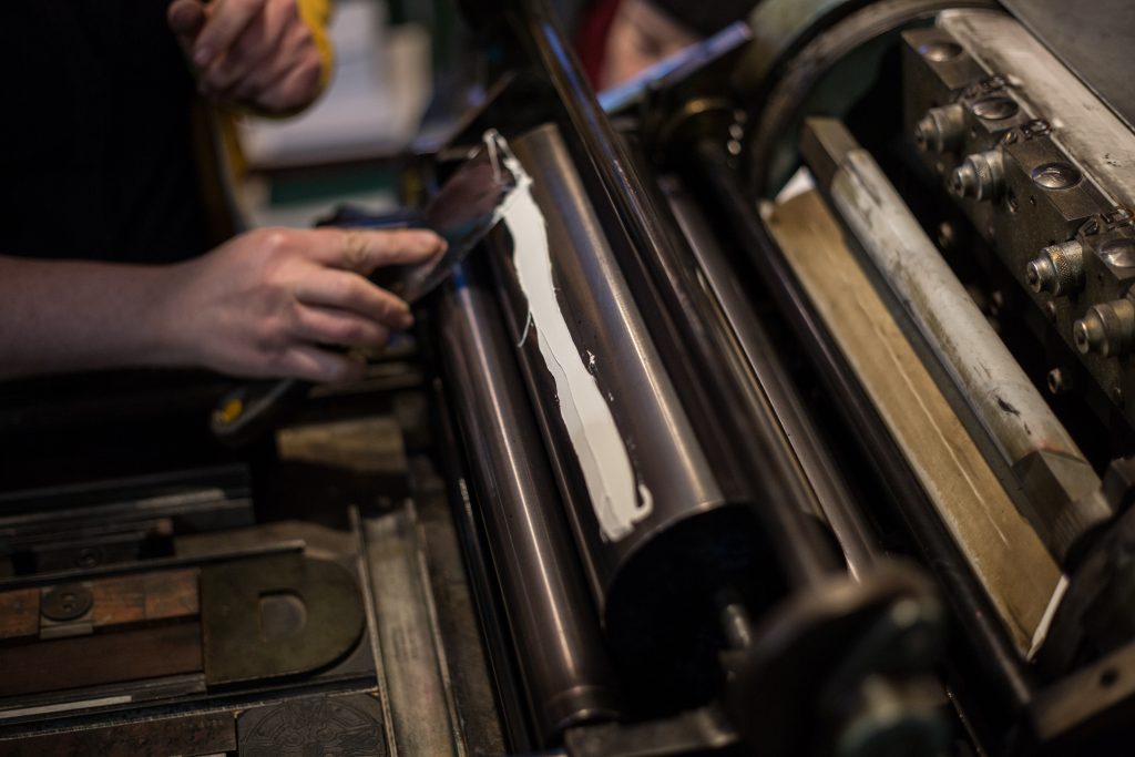 Inking the Vandercook Press