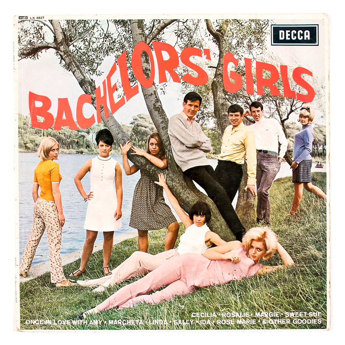 Vinyl cover of Bachelors’ Girls ; The Bachelors; Decca (1966); Design: Decca Publicity Art Department ; Print: Clout & Baker Ltd. (England)