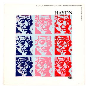 Vinyl cover for Joseph Haydn; New Irish Chamber Orchestra; New Irish Recording Co (NIRC) (1971); Design: Bill Bolger; Print: Wood Printing Works Ltd
