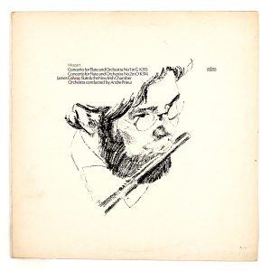 Vinyl cover for Flute and the New Irish Chamber Orchestra conducted by Andre Prieur with James Galway; New Irish Chamber Orchestra; New Irish Recording Co (NIRC) (1973); Design: Bill Bolger; Print: T.S. Connolly & Co. Ltd