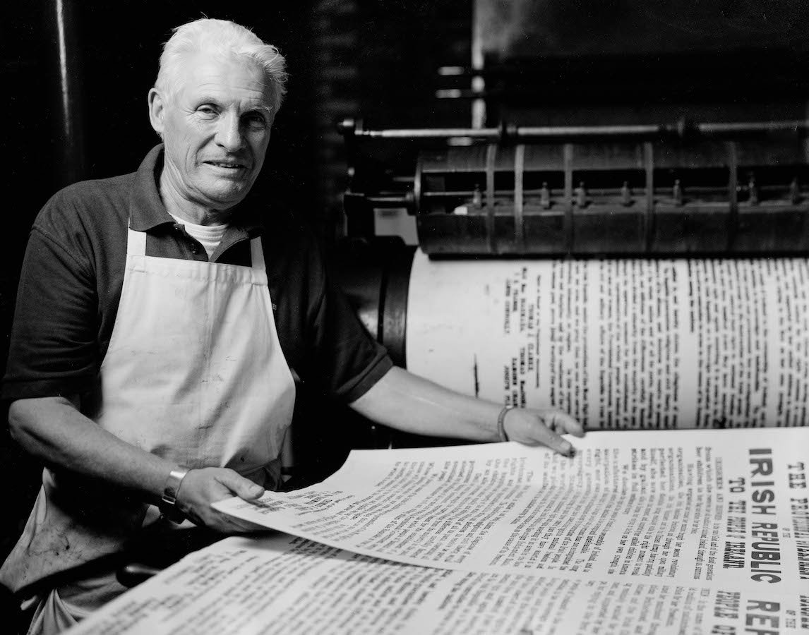 Portrait of retired printer Freddie Snowe by Kate Swift