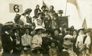 Postcard showing Irish suffragettes at a mass suffrage rally in London, c. 1912. Courtesy of Dublin City Library & Archive.