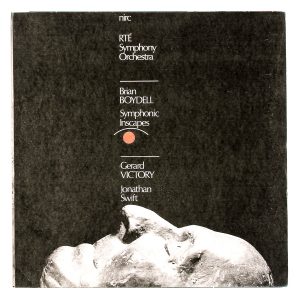 Vinyl cover for Brian Boydell; Gerard Victory - Jonathan Swift - A Symphonic Portrait; RTÉ Symphony Orchestra; New Irish Recording Co (NIRC) (1973); Design: Bill Bolger; Print: Associated Printers Ltd
