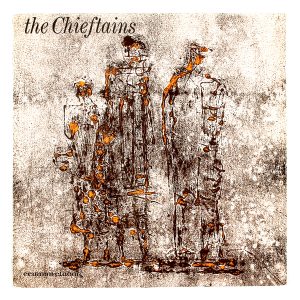 Vinyl cover for The Chieftains; The Chieftains; Shanachie (reissue 1982); Design: Edward Delaney; Print: Dolmen Press Ltd