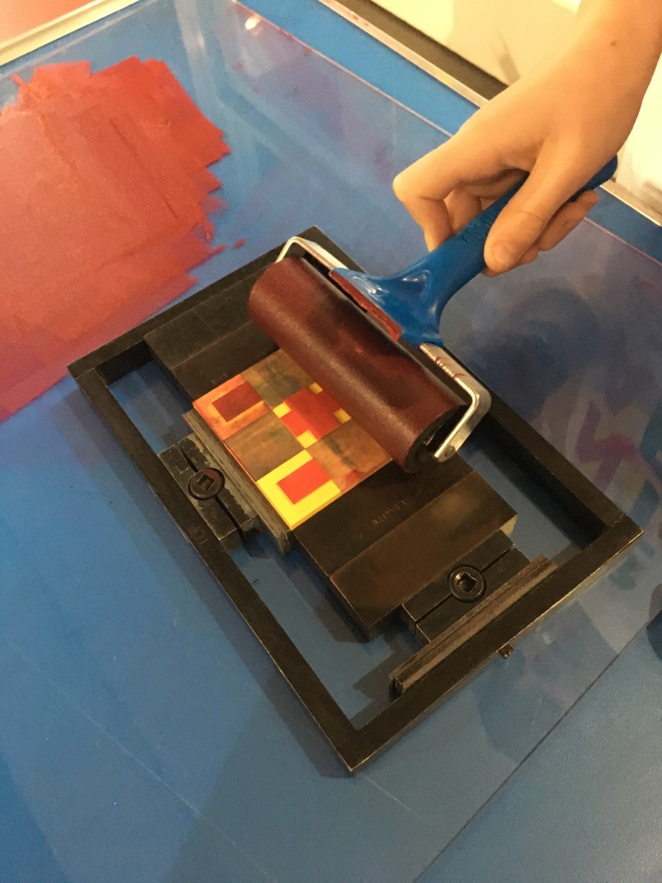 Ink is rolled into a forme with P22 Blox