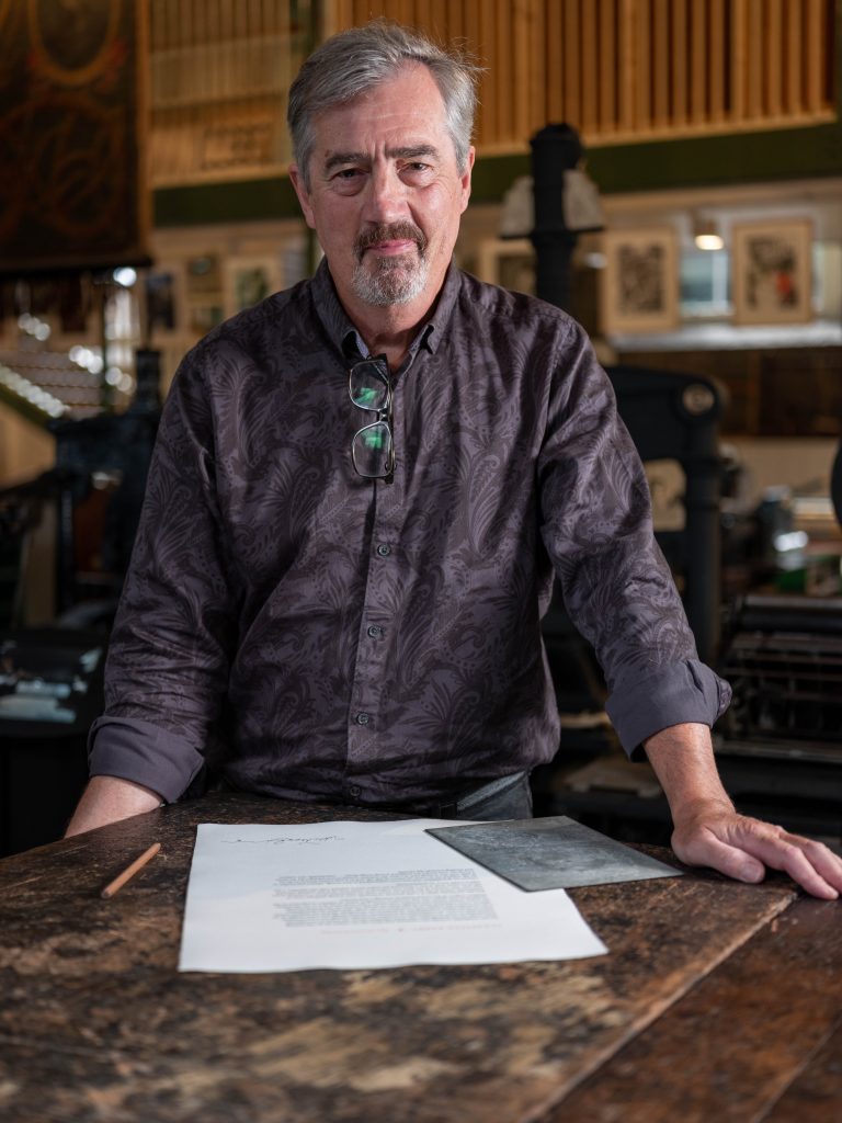 Sebastian Barry signing his short story at the National Print Museum