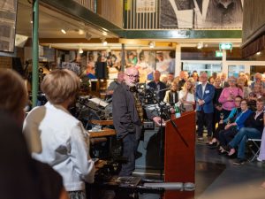 Roddy Doyle gives a speech in the Museum for the launch of Strange Types & Odd Sorts