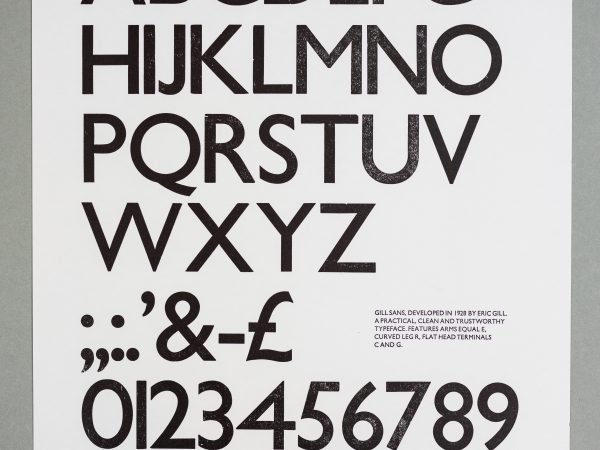 Alphabet created using Gill Sans type