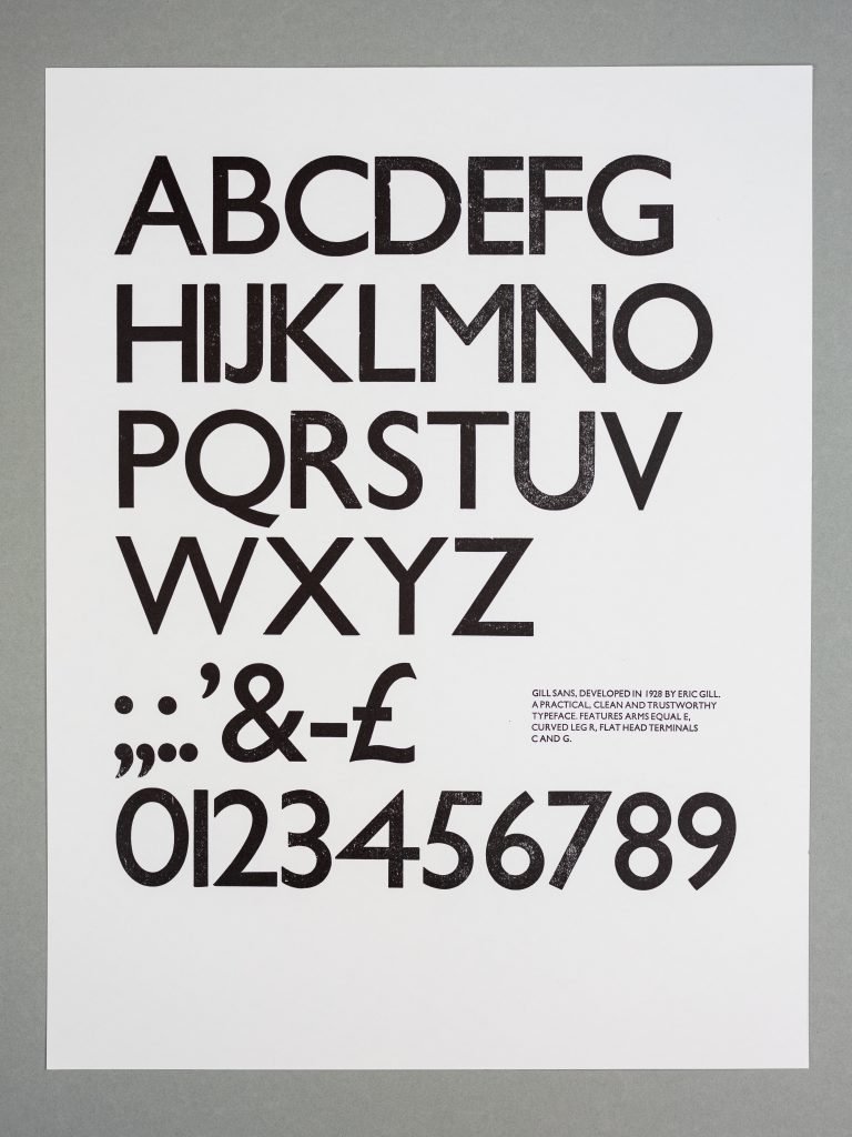 Alphabet created using Gill Sans type