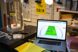 Laptop computer with logo on screen