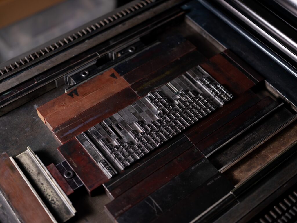 Handsetting of Beneath the Silken Sun at the National Print Museum