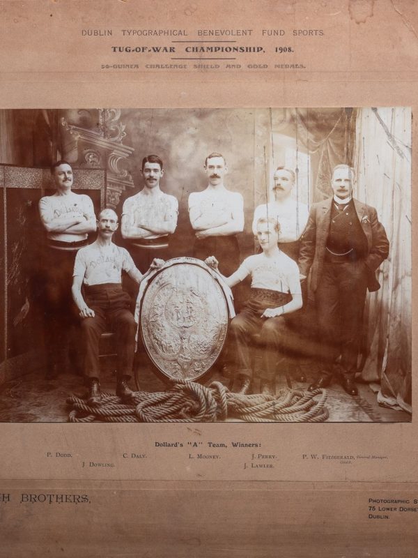 photo of the winners of the Dublin Typographical Benevolent fund tug-of-war championship